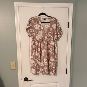 SHEIN Beige Floral Midi Dress